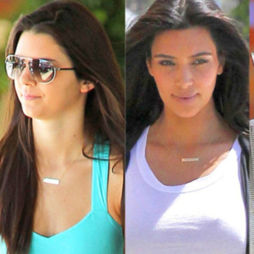 Kim K Minimalist Gold Bar Chic Simple Necklace - Picture 3 of 7